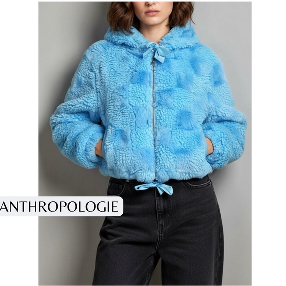 Women's Anthropologie Blue Teddy Jacket M - Picture 5 of 8